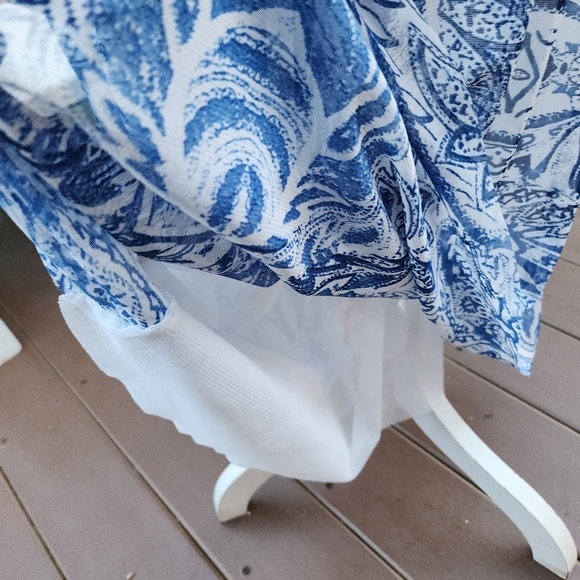 CYNTHIA ROWLEY blue floral print strapless Maxi mesh dress size S - Picture 8 of 15